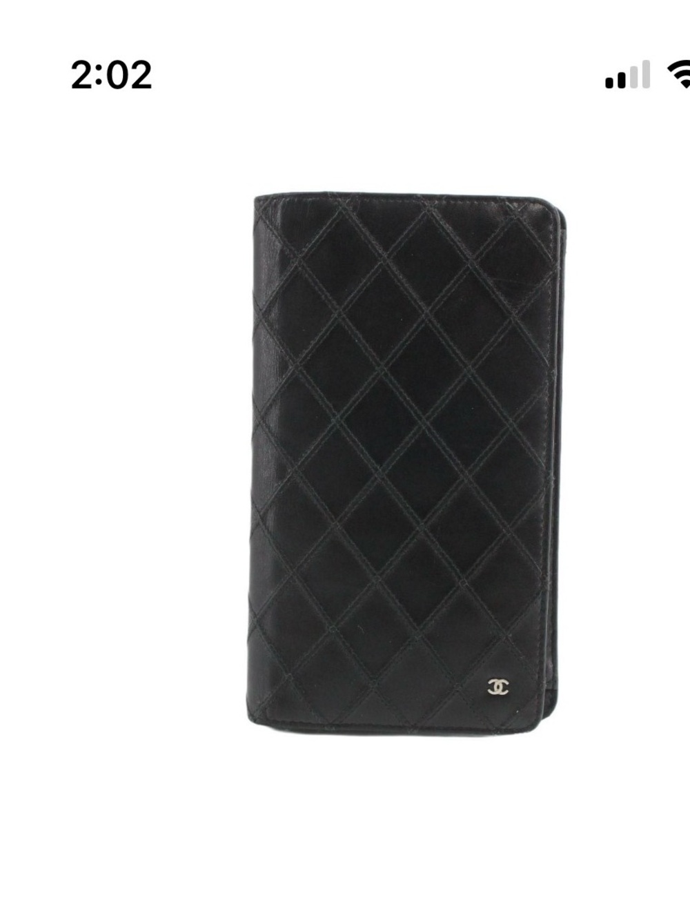 CHANEL Black Quilted Lambskin Long Wallet with dust bag and box